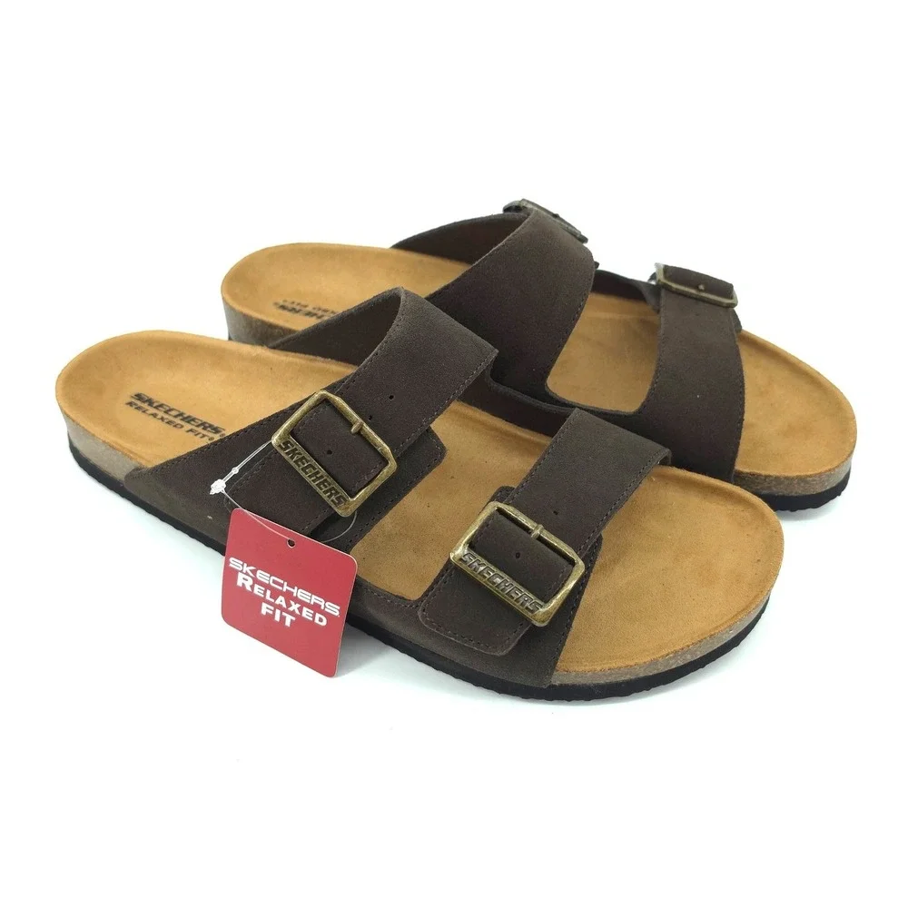 Skechers Mens Aidan Leelan Slide Sandal size 12 Chocolate Brown  Relaxed Fit new